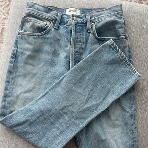 Agolde Blue Riley Straight Crop Jeans